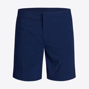 New Bugatchi Deep Navy Blue Solid Zip Up Swim Trunks w/ Zip Back Pocket 40